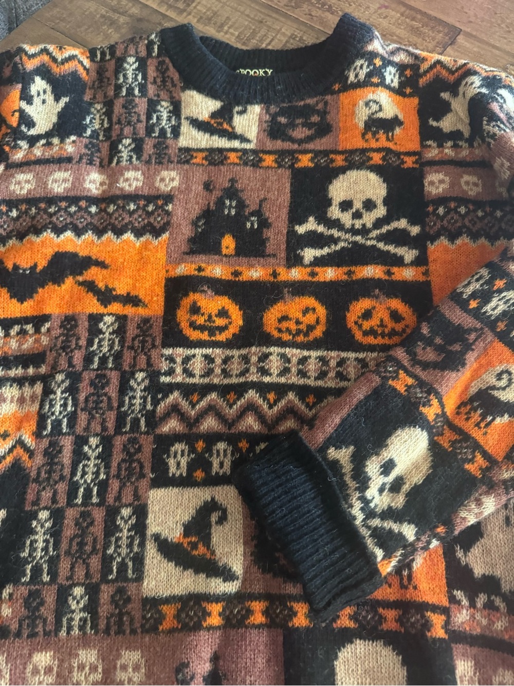 Kiel James Patrick Halloween Crewneck Sweater in Brown & Orange - Picture 3 of 5